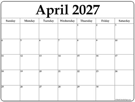 April 2027 calendar | free printable calendars