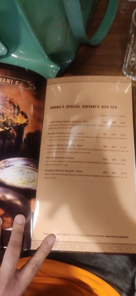 Menu at Aroma's Hyderabad House, Pune, Hinjewadi