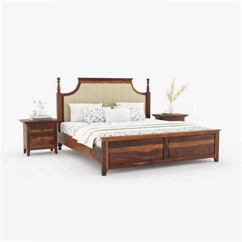 Kidambi Royal Sheesham Wood Luxury Bed with Upholstered Headboard ...