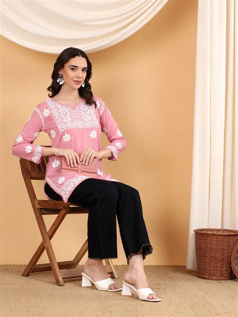 Handmade Lucknowi Chikankari Kurta for Women - Poshak Chikan Studio