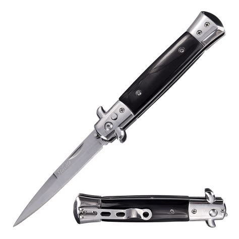 5" Closed Classic Stiletto Automatic SwitchBlade Knife-6E2-1