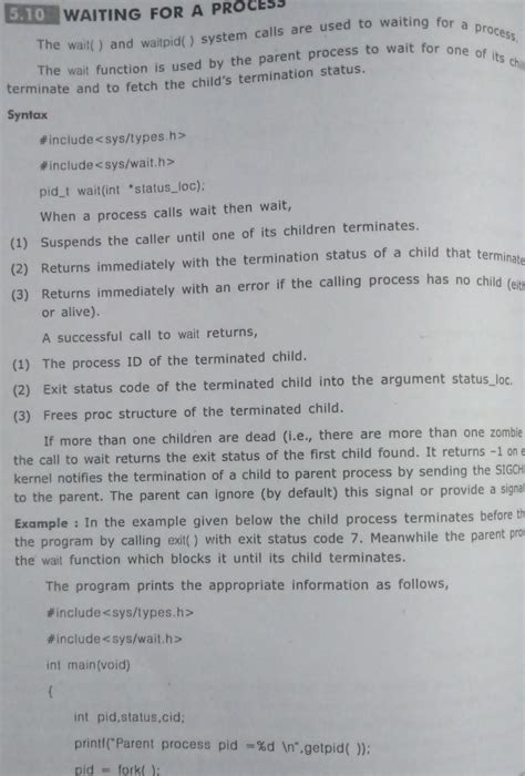 Solved 5.10 WAITING FOR A PROC The wait() and waitpid() | Chegg.com