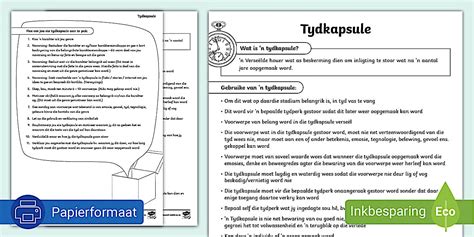 Tydkapsule Afrikaans EAT Graad 9 Projek