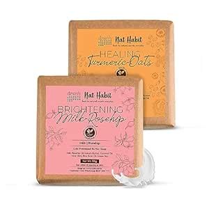 Buy Nat Habit Turmeric Oats & Milk Rosehip Bath Soap Combo | Ayurvedic ...