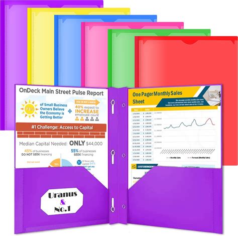 Amazon.com : 6 Packs Plastic Folders with Prongs, Multicolor Heavy Duty ...