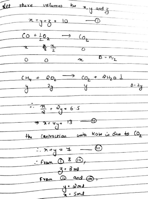 10 ml of a mixture of CO, CH4 and N2 exploded with an excess of oxygen ...