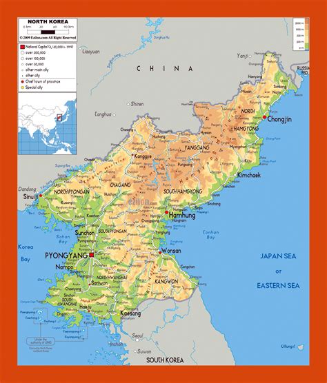 Physical map of North Korea | Maps of North Korea | Maps of Asia | GIF ...