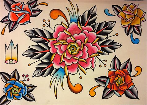 Flower Tattoo American Traditional at Alexis Hoff blog