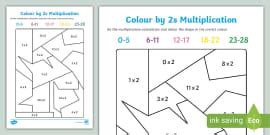 Colour by 4s Multiplication Activity Worksheet - Twinkl