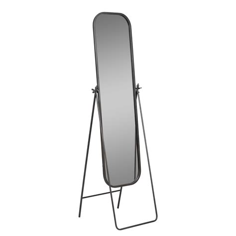 Metal Floor Mirror on Stand, Black – High Fashion Home