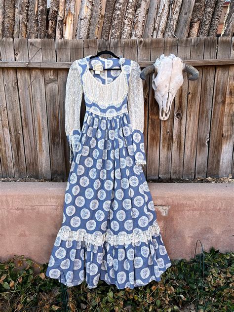 70s Vintage Gunne Sax by Jessica Prairie Style Dress Dirndl Maxi Dress ...