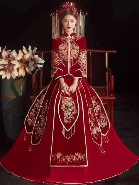 Traditional Chinese Bridal Red Wedding Xiuhe Dress 有凤来仪 - Etsy UK