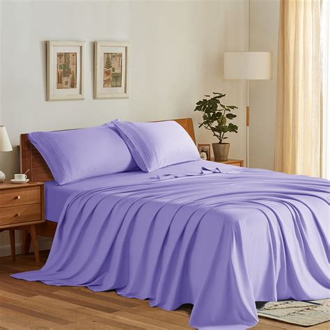 NTBED Satin Sheets Queen Lavender Luxury Silky Bed Sheets 1800 ...