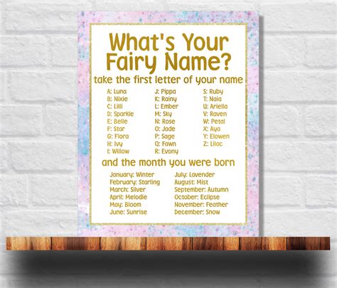 This listing is for an instant download for the Fairy Name Sizes ...