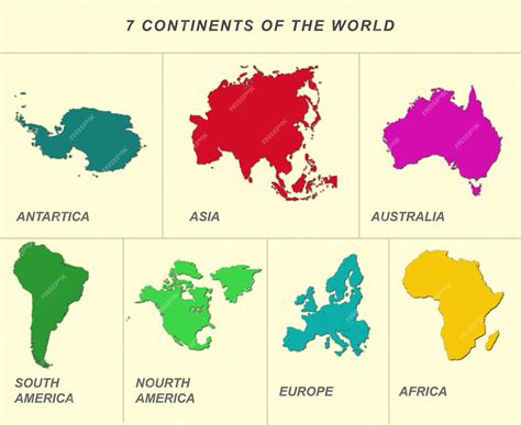 Premium Vector | Seven continents of the world hand drawing ilustration ...
