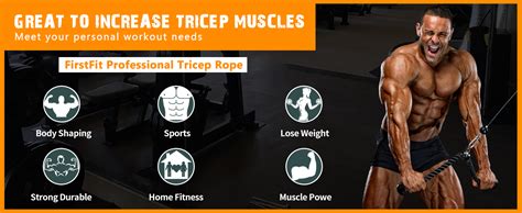 FirstFit Tricep Rope Pull Down Fitness Cable Attachment with Stainless ...