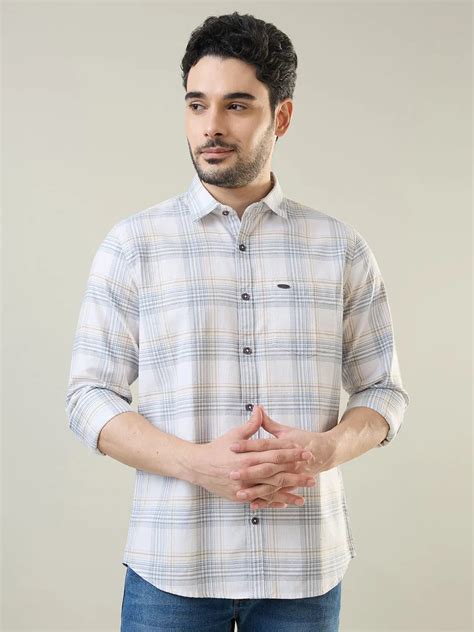 Mens White Checkered Regular Fit Shirt – Tim Paris