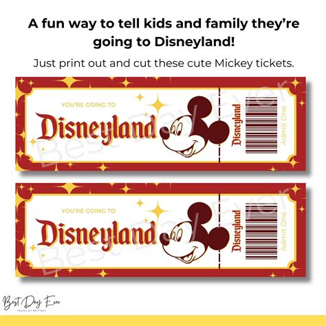Disneyland ticket printable, Disney trip reveal | Disney trip reveal, Disneyland, Disneyland trip