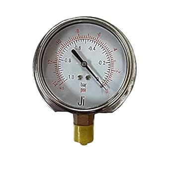 Bellstone Vacuum Gauge Dial Size 4", Range -1 to 0 Bar with Dual Scale ...
