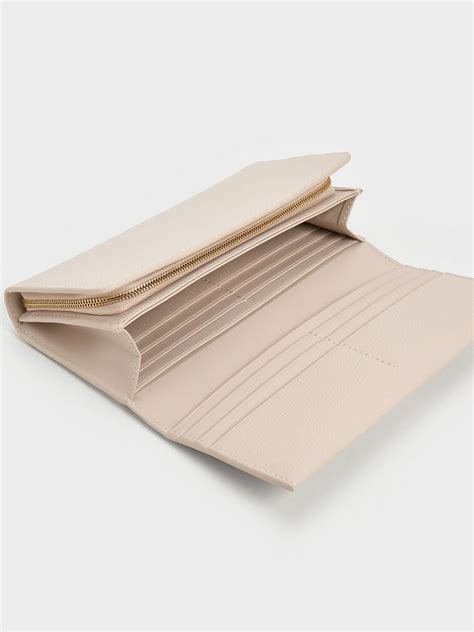 Muriel Front Flap Long Wallet - Oat - CHARLES & KEITH IN