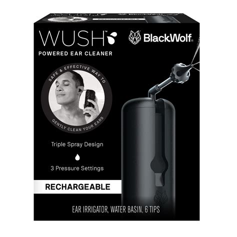 Black Wolf WUSH 2.0 Ear Irrigator, Powered Ear Cleaner, Triple Nozzle ...