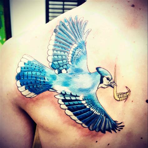 Flying Blue Jay Tattoo