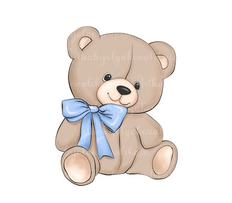 Teddy Bear Clipart, Cute Teddy Bear PNG, Baby Shower Boy, Digital ...