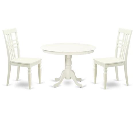 Dining Set - One Round Small Table & Two Chairs with Wood Seat, Linen ...