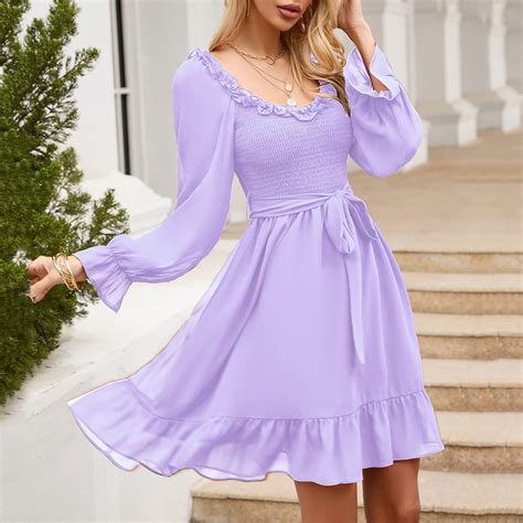 Long Sleeve Light Purple Dress