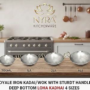 Buy NYRA® Pure Original Loha Kadhai/Iron Traditional Deep Bottom Wok ...