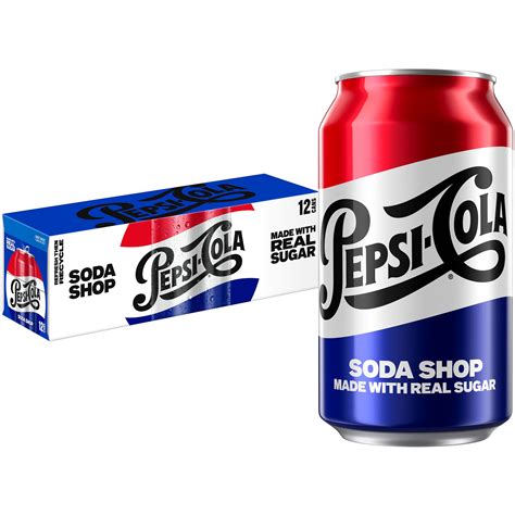 Pepsi Cola Real Sugar Soda Pop, 12 fl oz, 12 Pack Cans - Walmart ...