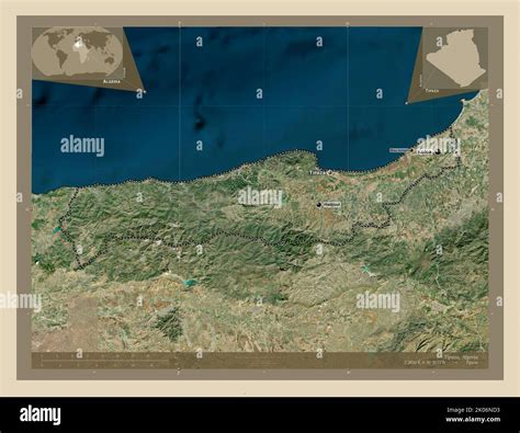 Tipaza, province of Algeria. High resolution satellite map. Locations and names of major cities ...