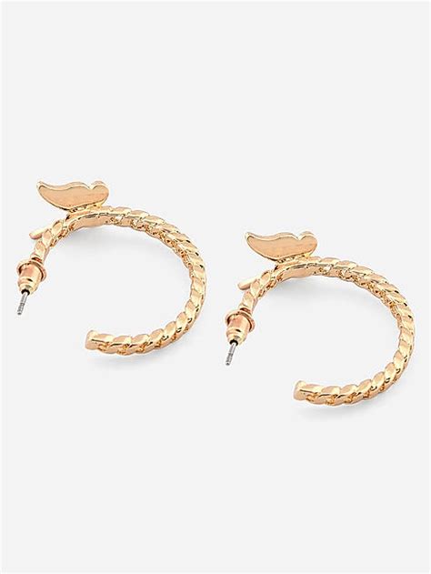 ToniQ Silver Plated Butterfly Hoop Earrings