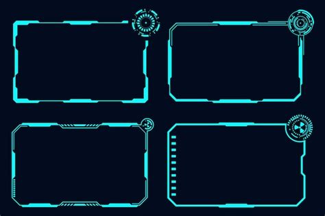 Vector futuristic set hi tech frame element technology hud scifi square ...