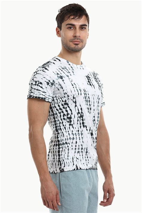 Buy Online White Linear Tie Dye Stripe T-Shirt for Men Online at Zobello