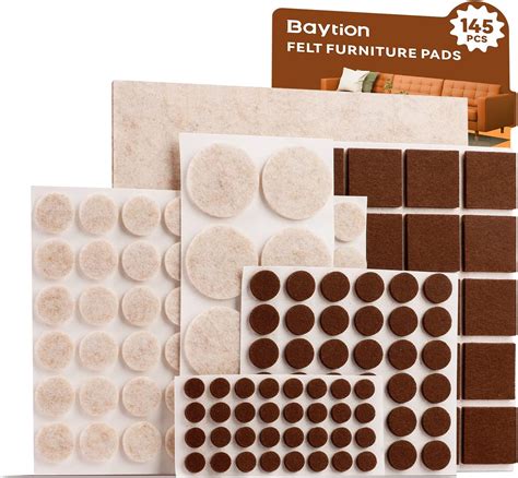 Baytion Felt Furniture Pads, 145 Pcs Furniture Pads Self Adhesive ...