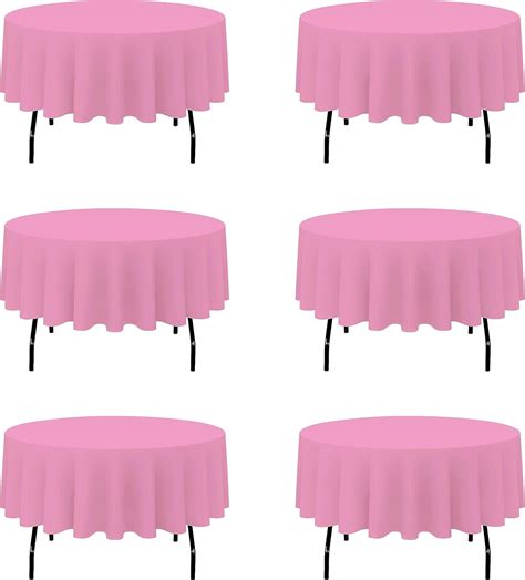 Amazon.com: BRILLMAX 6 Pack Pink Round Tablecloths 90 Inch - Circle ...