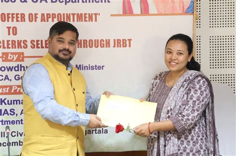 Tripura Minister for Food distributes appointment letters to LDC ...
