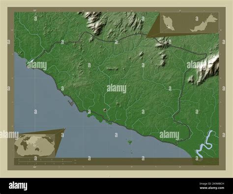 Melaka, state of Malaysia. Elevation map colored in wiki style with ...