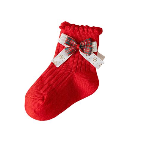 Children's Christmas Socks Fall And Winter Girls' Socks Red Cute Baby's ...