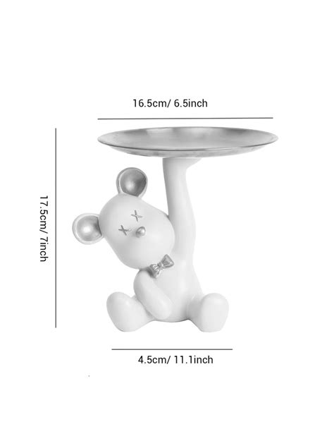 Buy | Pink & Beige Bear Showpiece With Tray | Tied Ribbons