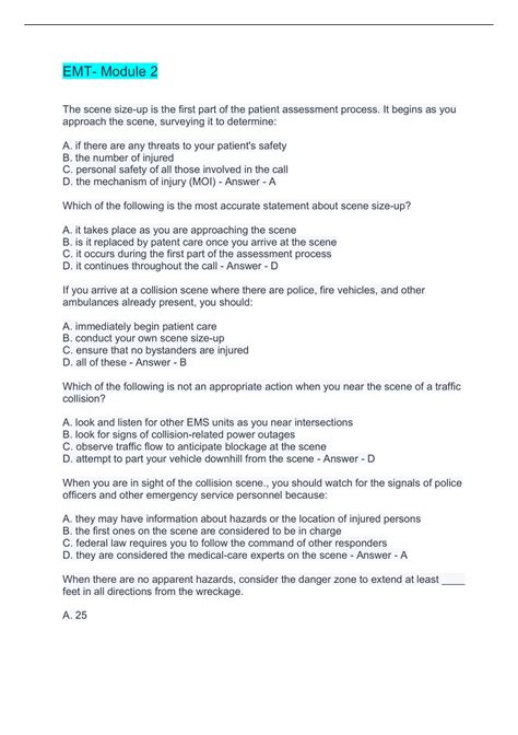 EMT- Module 2 Questions And Answers 2022/2023 - EMT - Stuvia US