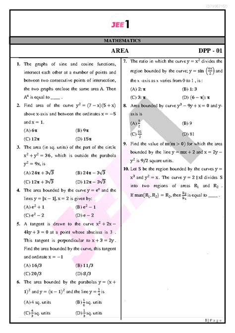 2024 08 29 0 - practice sheet - AREA DPP - 01 1 | P a g e MATHEMATICS ...