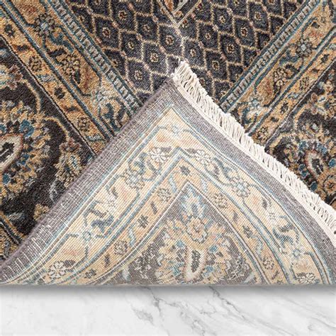 Jamawar Black Hand Knotted Silk and Woollen Rug By JJ Valaya – Obeetee ...