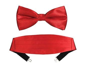 Buy Tiekart Red Plain Cummerbund And Bow Tie Set For Men at Amazon.in