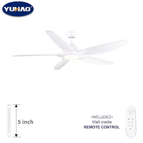 YUHAO Airedpro 60-in White with Matte Blades LED Ceiling Fan With Light ...