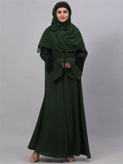 Klotthe Women Olive Embellished Burqa With Scarves – KLOTTHE®