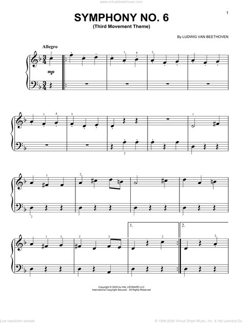 Symphony No. 6 In F Major ("Pastoral") Third Movement, (easy) sheet ...