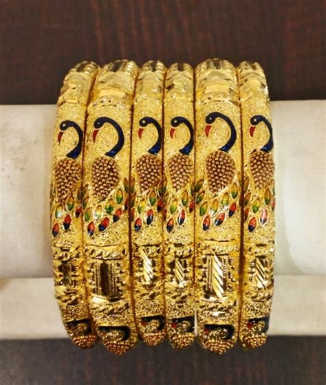 GOLDEN BUTTERFLY , GOLD PLATED SET OF 6 BANGLES FOR WOMEN-ALLARE001GB ...