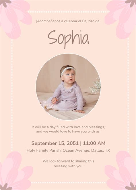 Baptism Invitation Template In Spanish